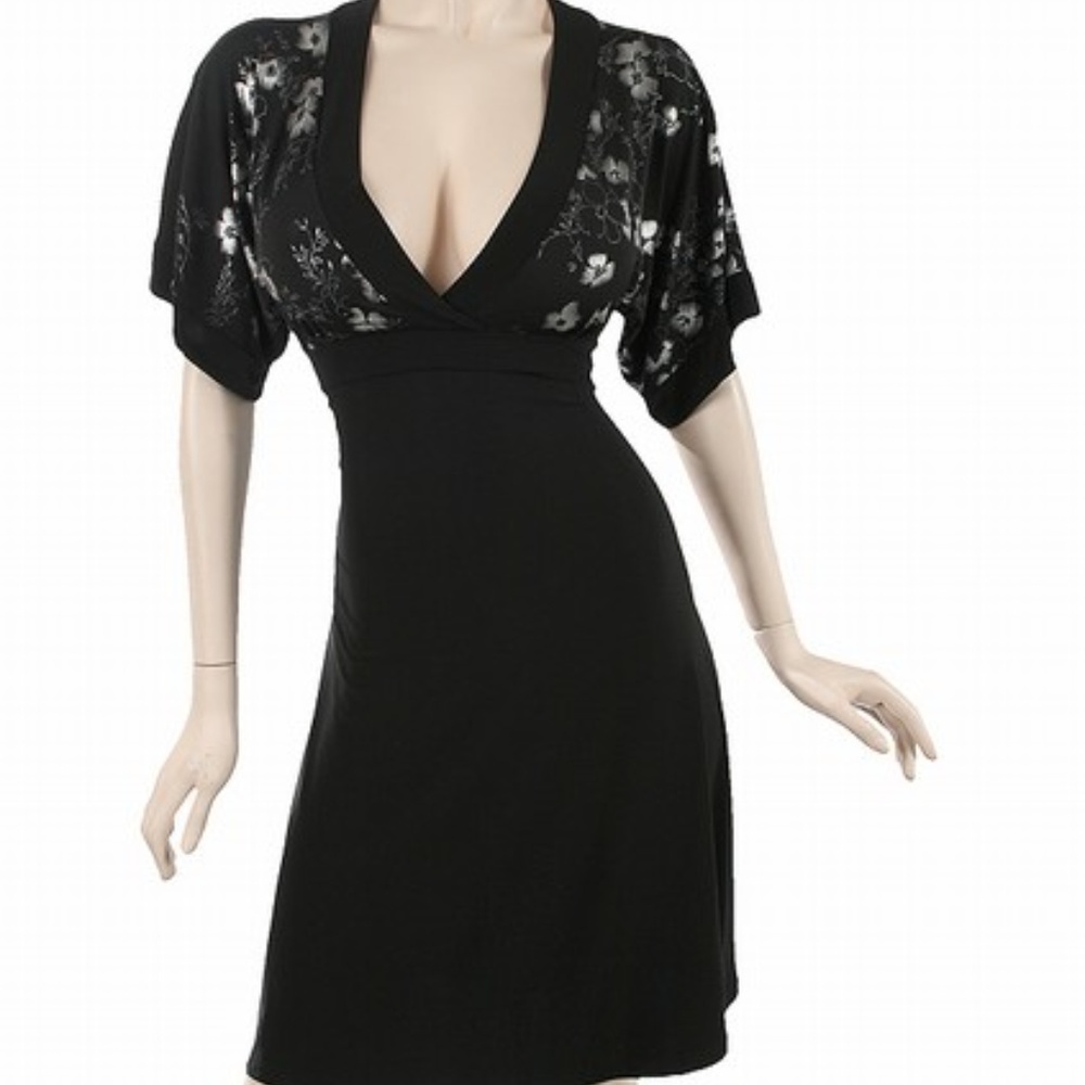 Silver & Black kimono Sleeve Dress